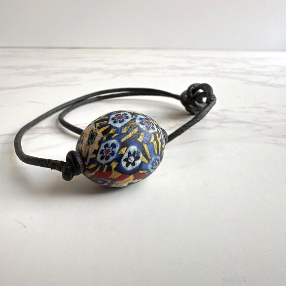 Vintage Murano Millefiori Bead on Leather Cord - Picture 3 of 5